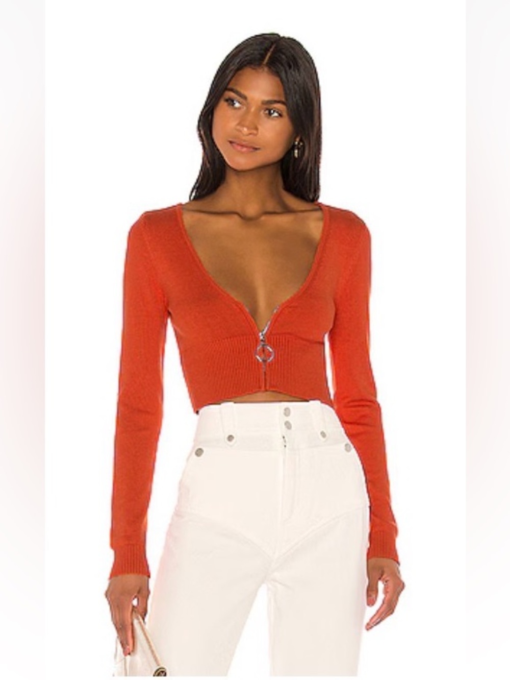 Camila coelho Caryn zip up sweater (apricot) small.